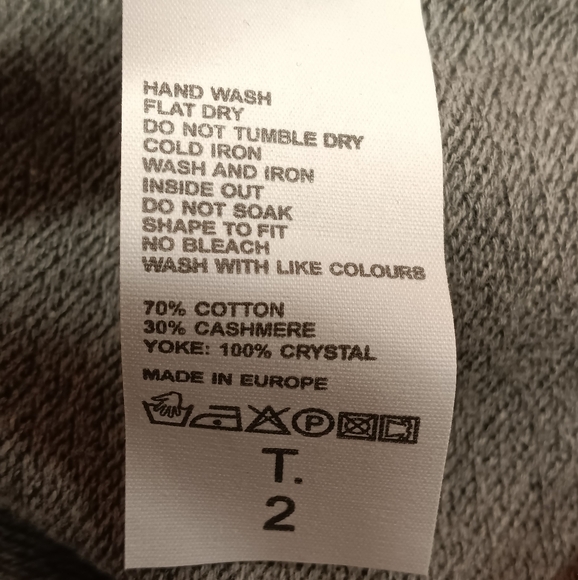 Neiman Marcus Luxury Essentials Cotton & Cashmere French Terry Top Rhinestones - Picture 13 of 14